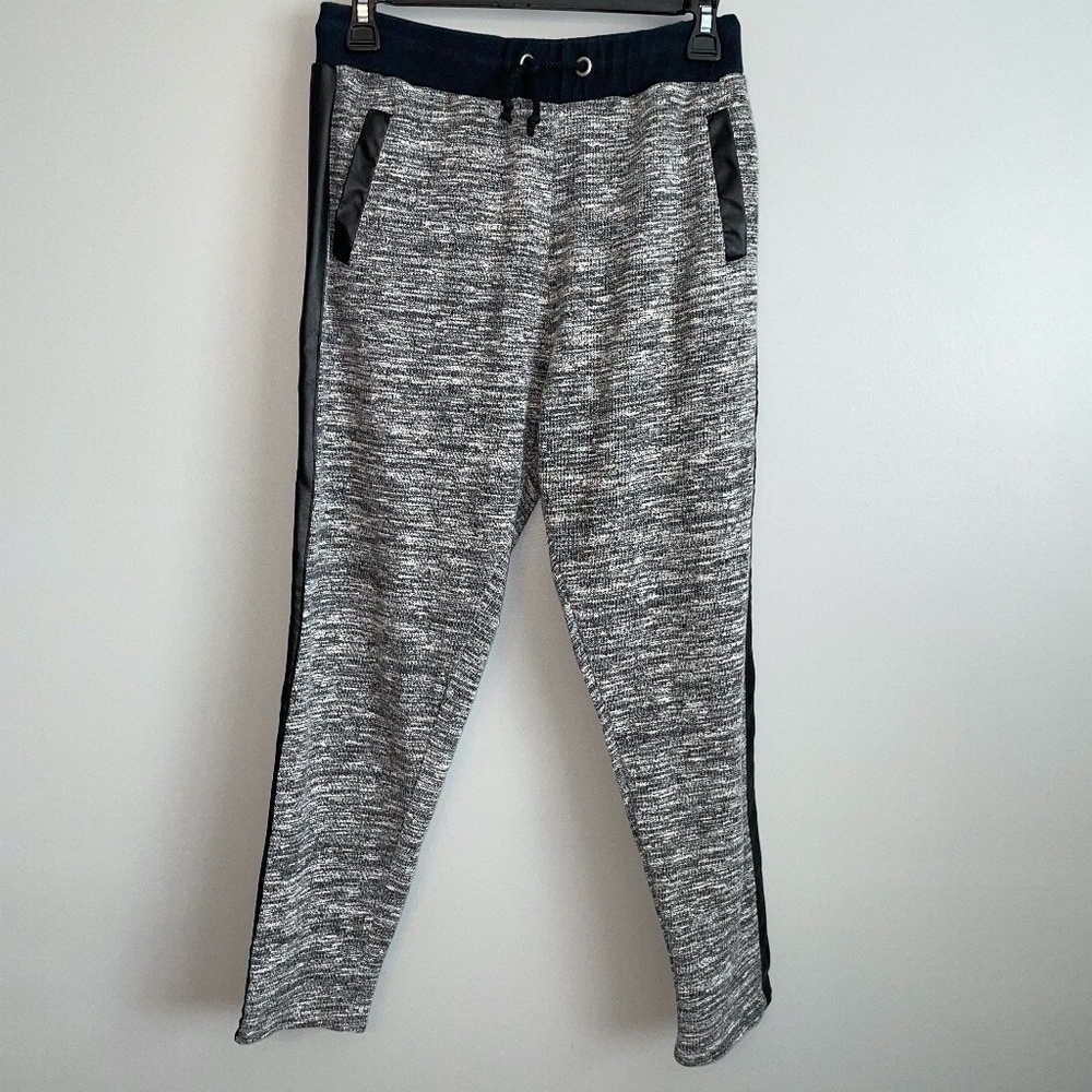 EUC ASOS Marl Lounge Jogger Pants Faux Leather Stripe & Pocket Accent Size 4